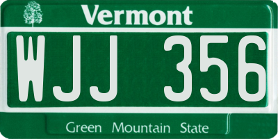 VT license plate WJJ356