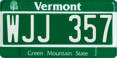 VT license plate WJJ357