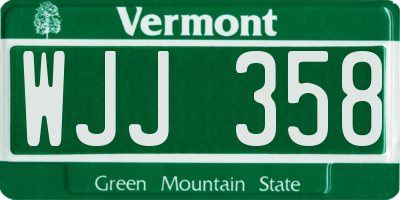 VT license plate WJJ358