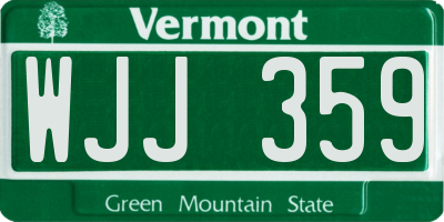 VT license plate WJJ359