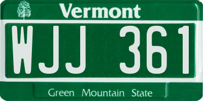 VT license plate WJJ361