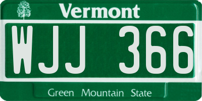 VT license plate WJJ366