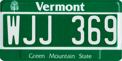 VT license plate WJJ369