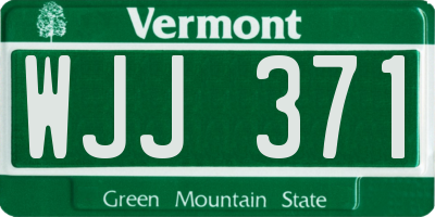 VT license plate WJJ371