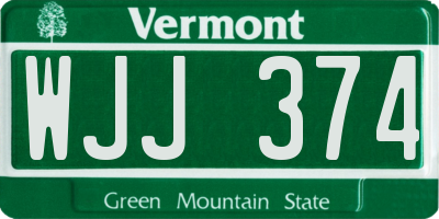 VT license plate WJJ374