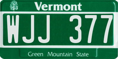 VT license plate WJJ377