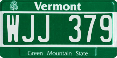 VT license plate WJJ379