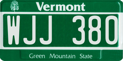 VT license plate WJJ380
