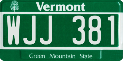 VT license plate WJJ381
