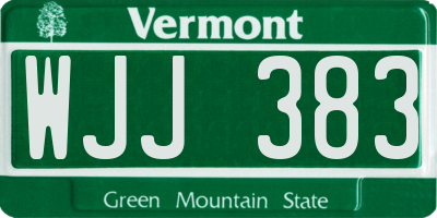 VT license plate WJJ383