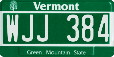VT license plate WJJ384