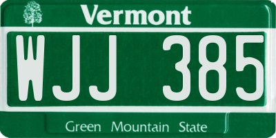 VT license plate WJJ385