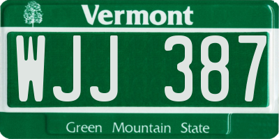 VT license plate WJJ387