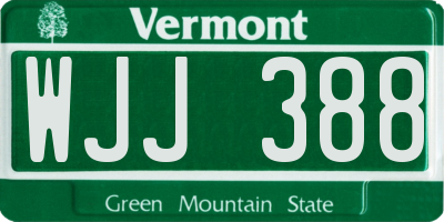 VT license plate WJJ388