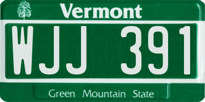 VT license plate WJJ391