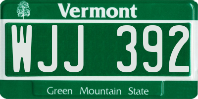 VT license plate WJJ392