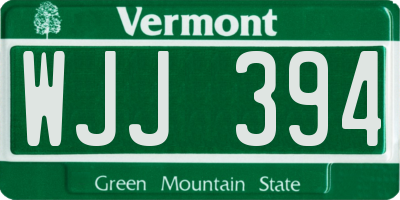 VT license plate WJJ394