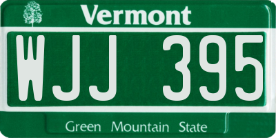 VT license plate WJJ395