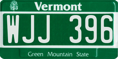 VT license plate WJJ396