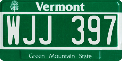 VT license plate WJJ397