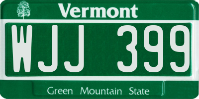 VT license plate WJJ399