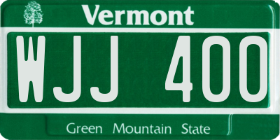 VT license plate WJJ400