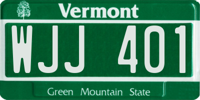 VT license plate WJJ401