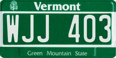 VT license plate WJJ403
