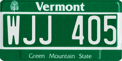 VT license plate WJJ405