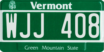 VT license plate WJJ408