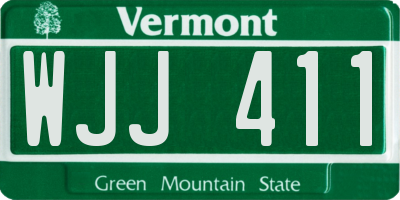 VT license plate WJJ411