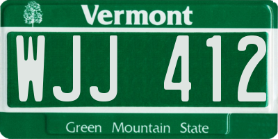 VT license plate WJJ412
