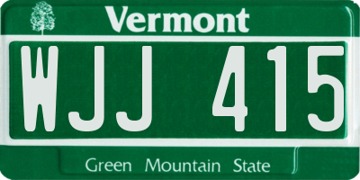 VT license plate WJJ415