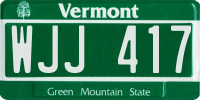 VT license plate WJJ417