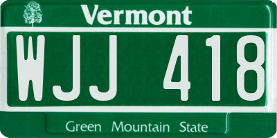 VT license plate WJJ418