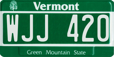 VT license plate WJJ420