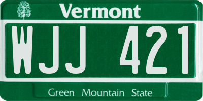 VT license plate WJJ421