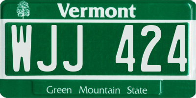 VT license plate WJJ424