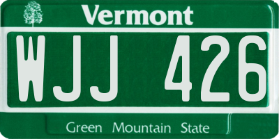 VT license plate WJJ426