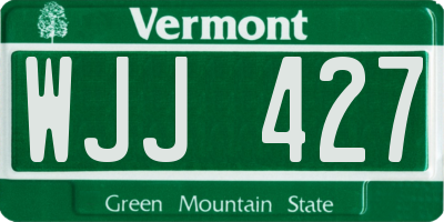 VT license plate WJJ427