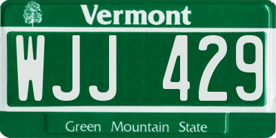 VT license plate WJJ429