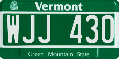VT license plate WJJ430