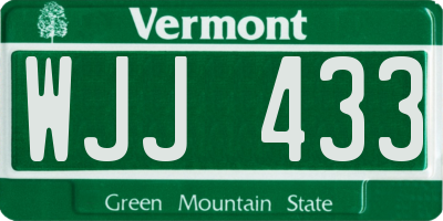 VT license plate WJJ433