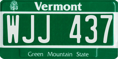 VT license plate WJJ437