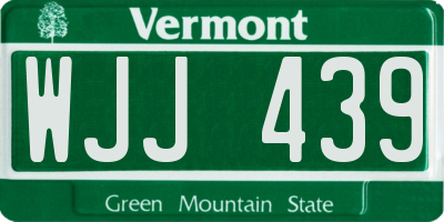 VT license plate WJJ439