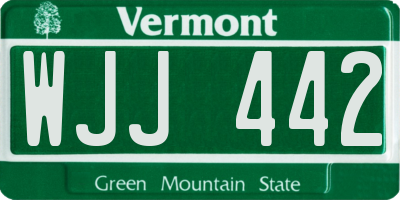 VT license plate WJJ442