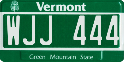VT license plate WJJ444