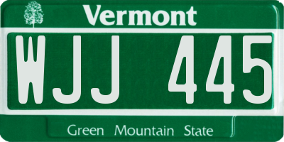 VT license plate WJJ445