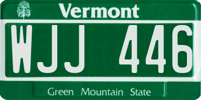 VT license plate WJJ446