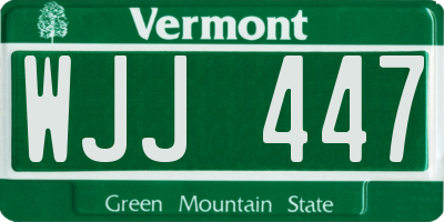 VT license plate WJJ447